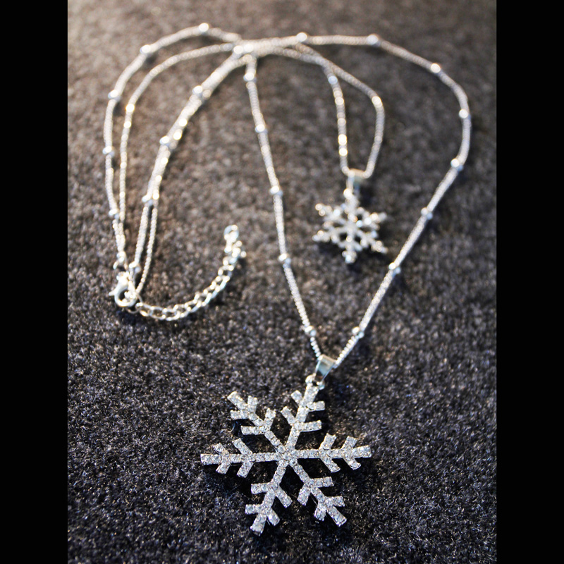 Ladies Rhinestones Snowflakes Double Strand Necklace